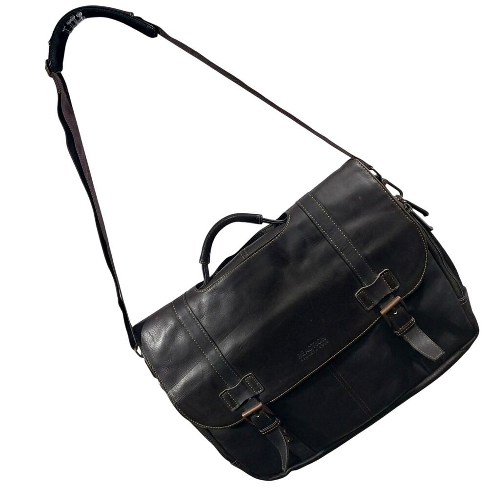 KENNETH COLE REACTION! ESPRESSO BROWN GENUINE LEATHER LAPTOP, BRIEFCASE, BAG! - Picture 13 of 13